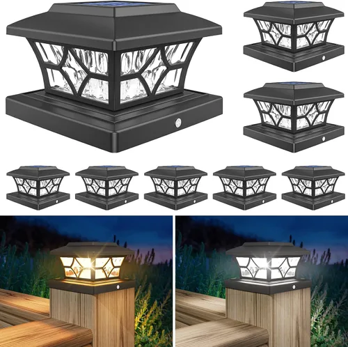 VOLISUN Luces Solares para Postes Exteriores, Luces Solares para Postes de Valla de 4x4 Vinilo/Madera, Luz Solar Negra Impermeable para Poste de
