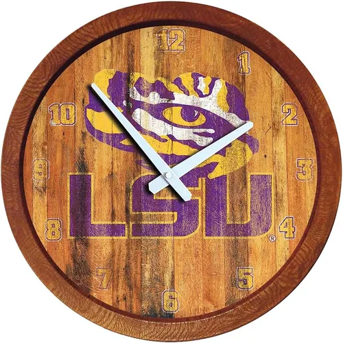Miniatura 58 de The Fan-Brand NCAA Oklahoma Sooners: Reloj de pared con parte superior de barril de imitación para decoración de bar, decoración de fiesta