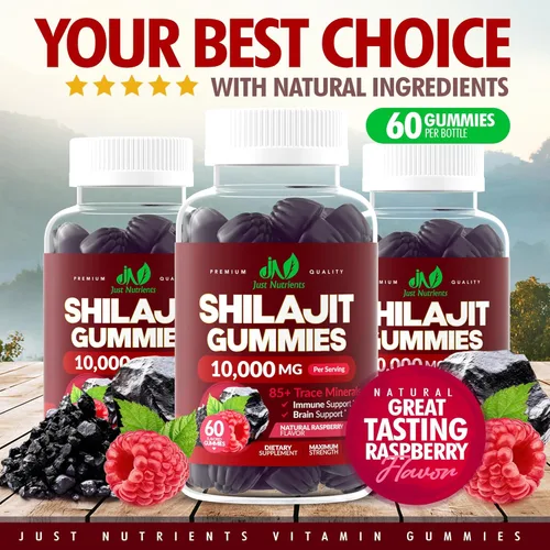 Miniatura 2 de Shilajit - Gomitas de 10,000 mg para hombres y mujeres, Shilajit puro del Himalaya de máxima fuerza, sin gluten, sin OMG, 100% vegetariano, sabor