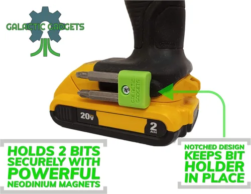 Miniatura 3 de Portabrocas magnético para DEWALT 20V Taladro/Desarmador, Montado Lateralmente, Imanes Fuertes, Diseño de Bajo Perfil - Galactic Gadgets (Negro)