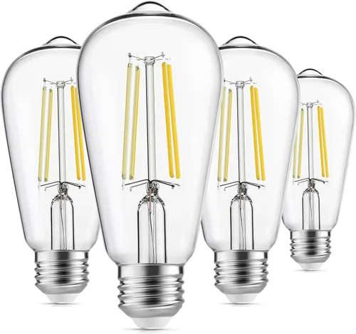 Gozelux Edison Bombillas equivalentes a 60 W, bombillas LED vintage regulables, base mediana E26, blanco frío 4000 K, ST58, 6 W, 750 LM, 90+ CRI,