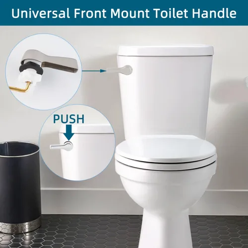 Miniatura 7 de Hygie Rinse Manija de inodoro de metal con palanca de descarga de repuesto, manija universal de inodoro de montaje frontal con cadenas de solapa