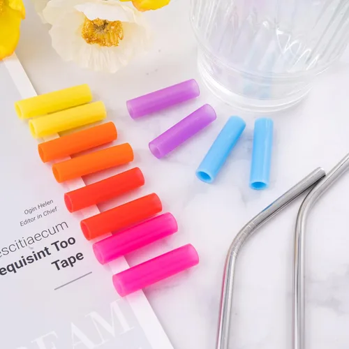 Miniatura 5 de HINZIC 12 puntas de silicona para pajitas de 5/16 pulgadas de ancho (0.307 in de diámetro exterior), rectas, reutilizables, de grado alimenticio