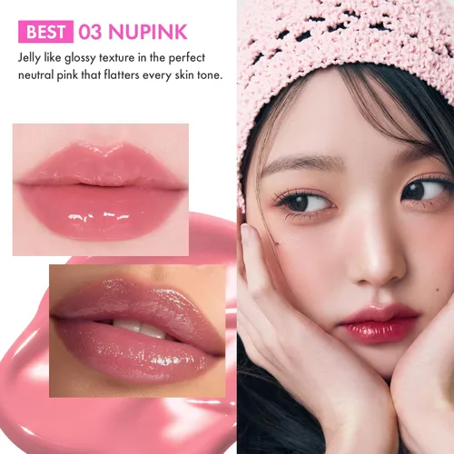Miniatura 8 de Amuse Seoul Jel-Fit Tint (01 Boksoonga Jelly) Tinte labial coreano de gelatina, tinte labial de larga duración, hidratante y brillante, ácido