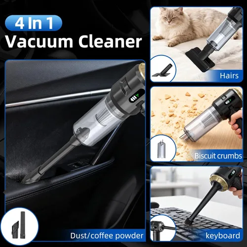 Miniatura 4 de Sycoodeal Aspiradora de mano para automóvil, 25000 PA, fuerte succión ciclónica, portátil, mini aspiradora inalámbrica con pantalla digital, ligera