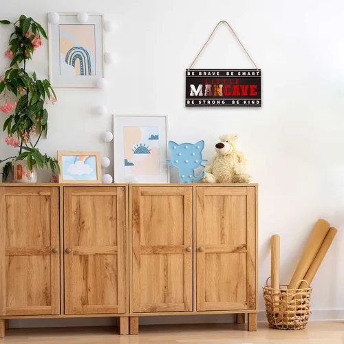 Miniatura 4 de Letrero de madera para colgar en la puerta de Little Man Cave, All-Star Sports - Decoración para colgar en la puerta, decoración para niños