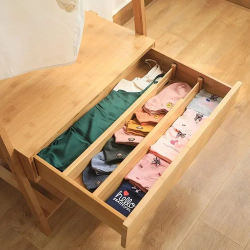 Miniatura 3 de Juego de 4 separadores de cajones de bambú, organizadores de cajones ajustables para cocina, dormitorio, baño, tocador y oficina (17 a 22 pulgadas)