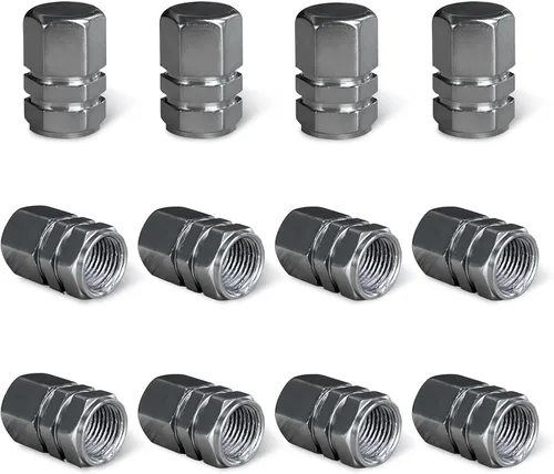 Miniatura 8 de Ziciner 12 tapas de vástago de válvula de neumático de automóvil, cubiertas de válvula de rueda de aleación de aluminio con junta tórica de goma