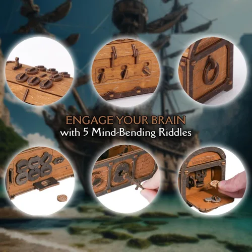 Miniatura 2 de WOODEN.CITY Caja de rompecabezas cofre del tesoro para adultos – Rompecabezas de madera 3D, caja de misterio, juego de escape y acertijo cerebral