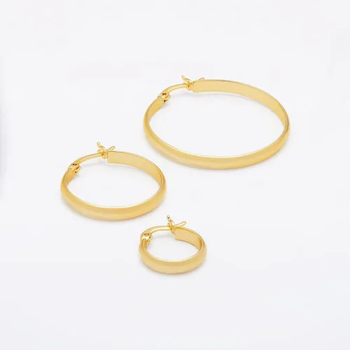 Miniatura 4 de Tienda Essentials Aro de cúpula pulida chapada en oro de 14 quilates o plata
