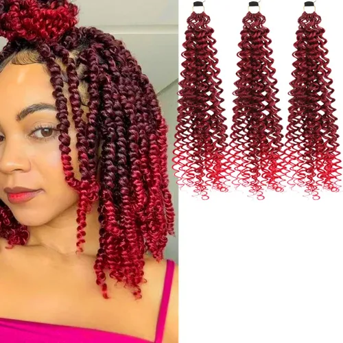 Miniatura 66 de 3 trenzas de ganchillo Passion Twist, cabello sintético preseparado para trenzar de 14 pulgadas, 3 paquetes de cabello trenzado pretrenzado