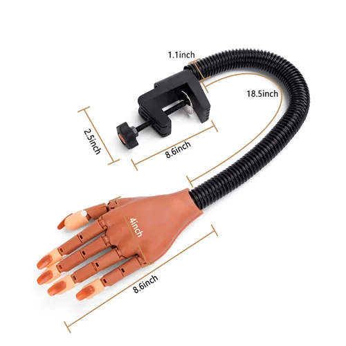Miniatura 7 de LIONVISON Mano de práctica para uñas acrílicas, mano de práctica flexible y movible con 100 puntas de uñas de repuesto