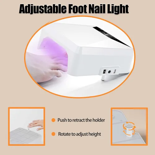 Miniatura 3 de Lámpara de pie UV, lámpara UV recargable de 78 W para pies, secador de uñas LED con soporte telescópico oculto, esmalte de uñas inalámbrico