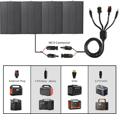 Miniatura 6 de Panel solar portátil de 800 W, 2 piezas de 400 W, panel solar plegable de respaldo de energía, cargador solar de salida de 36 V para estación
