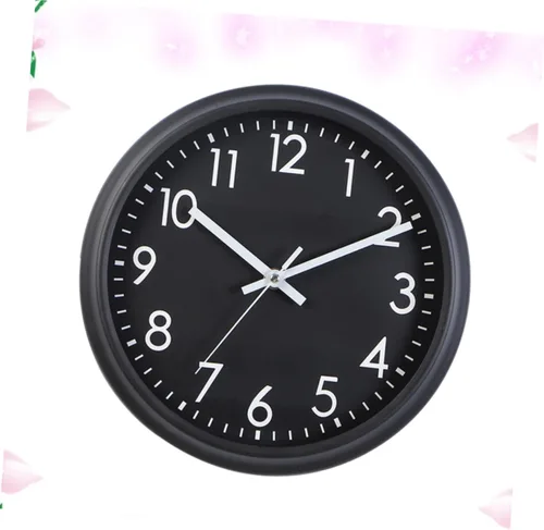 Miniatura 5 de Amosfun Reloj de pared silencioso redondo de 10 pulgadas con pilas Reloj de cuarzo para sala de estar dormitorio Negro
