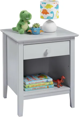Alaterre Furniture Simplicity - Mesita de noche pequeña con cajón y estante abierto grande, mesa auxiliar de madera maciza de 23.5 pulgadas o mesita