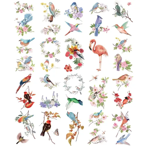 Everjoy Tatuajes temporales realistas de acuarela, flores, pájaros, más de 40 diseños, tatuajes impermeables para mujeres y hombres, 20 unidades