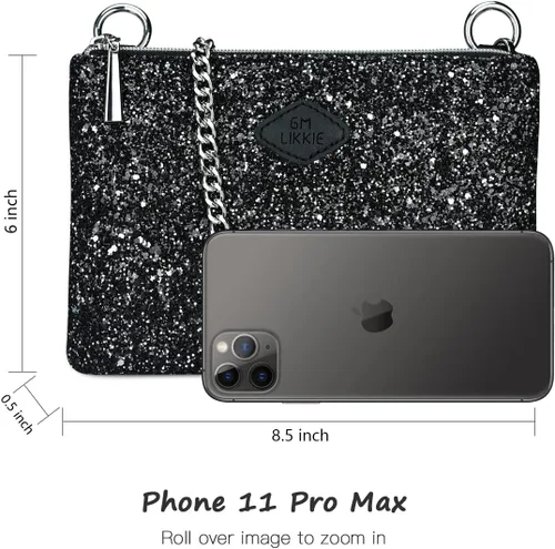 Miniatura 4 de Bolso de mano con bandolera GM LIKKIE para mujer, bolso de noche con purpurina, bolso de mano de lentejuelas para bodas y fiestas Glitter, Sequin