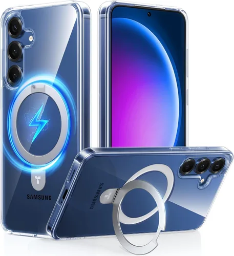 Miniatura 12 de TORRAS Funda magnética de albaricoque pálido para Galaxy S25 Ultra [compatible con Magsafe] soporte de anillo, a prueba de golpes, translúcida