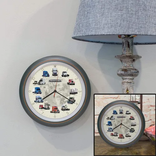 Miniatura 3 de Mark Feldstein & Associates Freightliner Trucks Gunmetal Silver - Reloj de pared colgante con sonido de 13 pulgadas