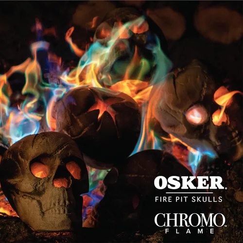 Miniatura 2 de OSKER 3CT Mini Hoguera Calavera con Paquetes de Cambio de Color de Fuego Tronco Cerámico Ignífugo para Hoguera, Fogata, Chimenea, Hoguera
