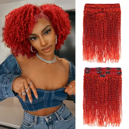 Miniatura 11 de 4 piezas de extensiones de cabello rizado afro con clip, 12 pulgadas 60g negro natural, encaje invisible sin costuras y espesor, 4B 4C clip