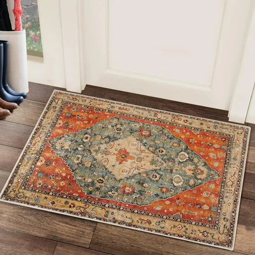 Miniatura 48 de COMSLE Alfombra bohemia de 2 x 3 pies, lavable a máquina, para entrada, lana sintética, alfombra pequeña, envejecida, antideslizante