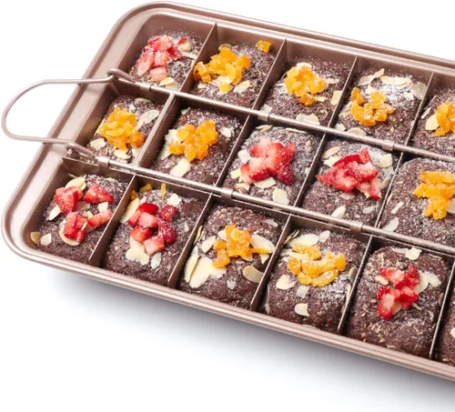 Miniatura 4 de Sartén para brownie con divisores antiadherentes para brownies, haz 18 brownies precortados a la vez, bandeja para hornear brownie individual