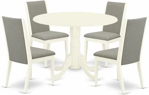 Miniatura 20 de East West Furniture DLLA3-ABK-47 - Juego de mesa de comedor de 3 piezas que contiene una mesa de cocina redonda con gotas y 2 sillas de comedor