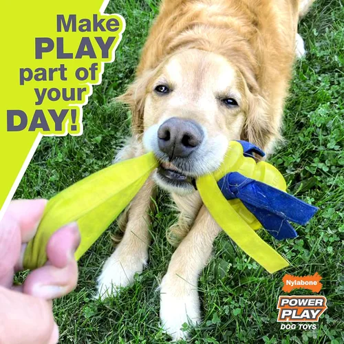 Miniatura 3 de Nylabone Power Play - Juguete de fieltro de fieltro Gripz Fetch, bola chirriante, juguete masticable para perros, grande (1 unidad)