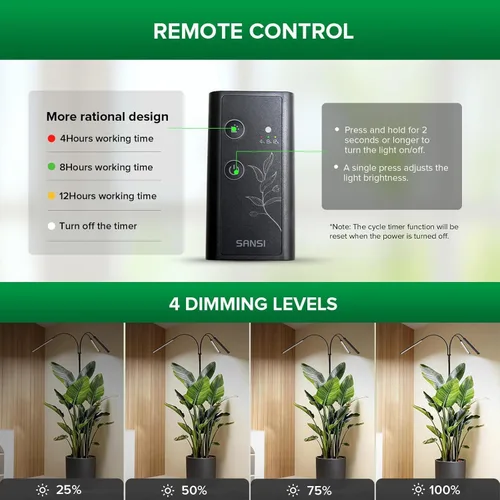 Miniatura 2 de SANSI Luz de cultivo para plantas de interior, luces LED de 3 cabezales para cultivo en interiores, espectro completo de 79 a 90 pulgadas de altura