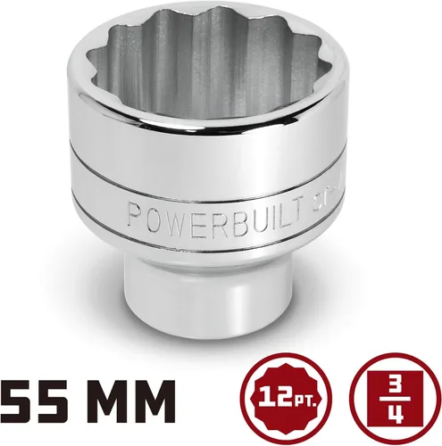 Miniatura 2 de Powerbuilt Enchufe de 3/4 de pulgada de 2.165 in, 12 puntos, diseño hexagonal de agarre fuerte de pared fina, marcas de tamaño - 643242