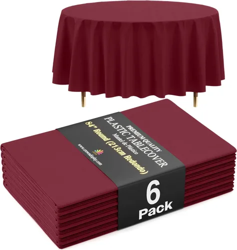 Miniatura 80 de Exquisite 66% Thicker Premium Aqua Round Tablecloth 0.5 Mil 6 Pack Plastic Table Cloth Disposable 84 Inch Round Plastic Tablecloth Won't Tear Easily
