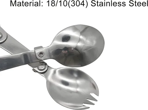 Miniatura 2 de Juego de 6 cucharas plegables y tenedores, 18/10 (304) de acero inoxidable portátil, utensilios de camping para termos actividades al aire libre