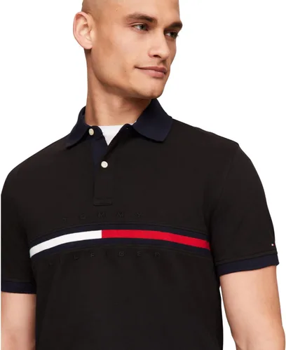 Miniatura 2 de Tommy Hilfiger Polo de manga corta para hombre con estampado de bandera de piqué de algodón en ajuste personalizado