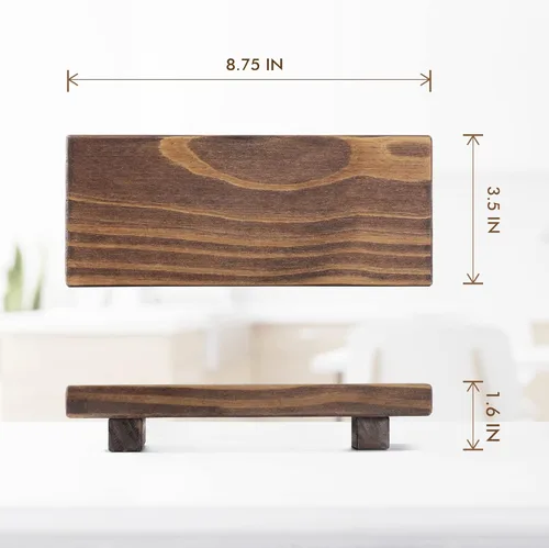Miniatura 6 de Soporte de Jabón de Pedestal de Madera, Elevador de Madera de Granja, Soporte para Jabonera/Bandeja para Decoración de Mostrador para Baño y Cocina