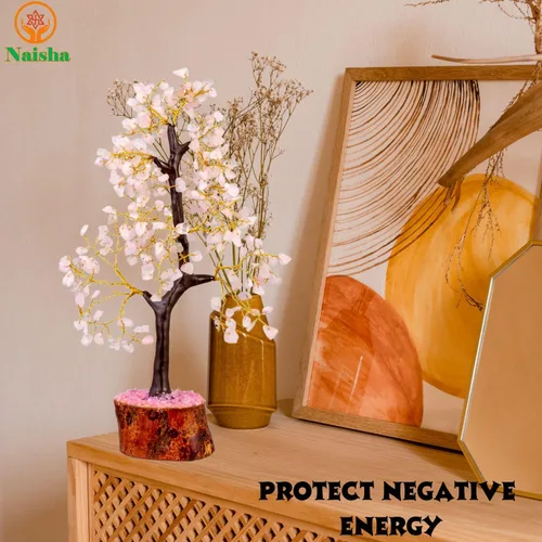 Miniatura 3 de NAISHA Árbol de la vida de cuarzo rosa, árbol de chakras para energía positiva, figura de Feng Shui, piedra preciosa hecha a mano, bonsái de árbol