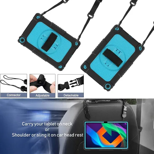 Miniatura 6 de Funda para niños para Lenovo Tab M10 Plus 3ª generación de 10.6 pulgadas, correa de mano con soporte giratorio para niños, a prueba de golpes