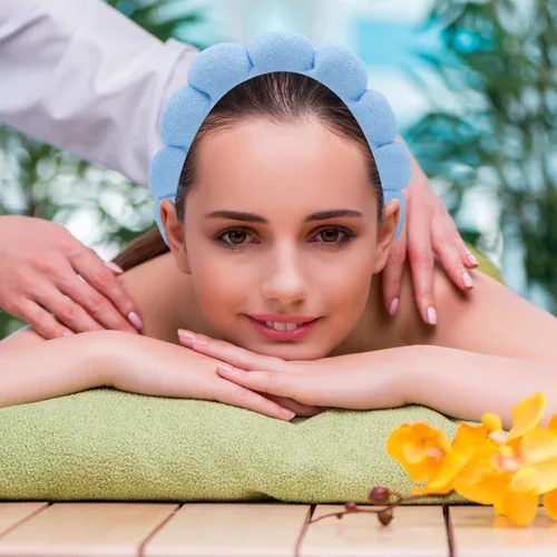 Miniatura 6 de Diadema de spa para lavar la cara, 3 piezas, maquillaje, facial y cuidado de la piel. Banda para la cabeza para el cuidado de la piel de burbujas.