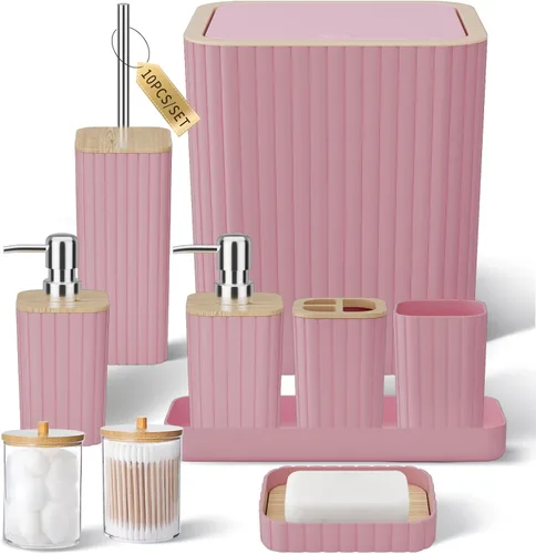 Miniatura 17 de XLHOMO Bathroom Set- 25PC Beige Bathroom Set, Bathroom Set with Shower Curtain and Rugs, Beige Shower Curtain Set, Toilet Brush, Bathroom Trash Can