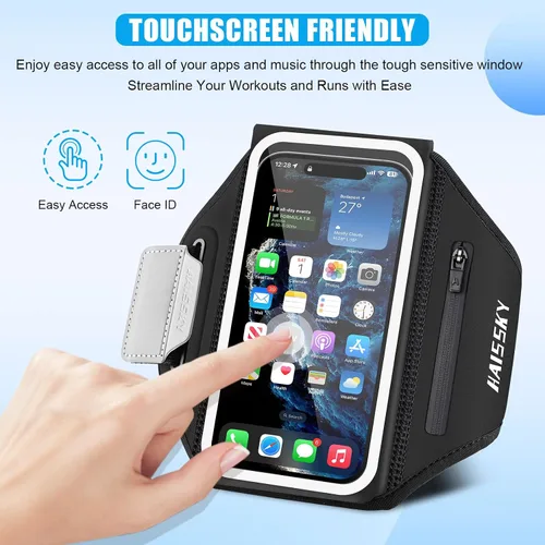 Miniatura 4 de Brazalete para correr con soporte para auriculares - Brazalete para teléfono de diseño 3D para iPhone 15/14/13 Pro/Plus y Galaxy S20/S10, soporte
