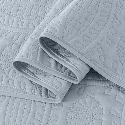 Miniatura 7 de Chezmoi Collection Austin Juego de Colcha King de 3 Piezas Acolchado Pinsonic Sobredimensionado Juego de Colcha Coverlet, King, Plateado De gran