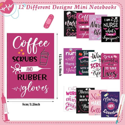 Miniatura 6 de Colarr Juego de 96 piezas de regalos de agradecimiento para enfermeras, 24 bolsas de maquillaje para mujeres, diario de bolsillo, bolígrafo