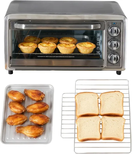 Miniatura 4 de OLIXIS Hornos tostadores para encimera de 19 cuartos de galón, horneado, tostado, asador, pizza y caliente, 1300 W, temporizador de 30 minutos