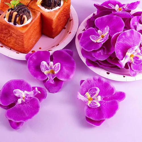 Miniatura 6 de 40 pétalos de orquídea, decoraciones artificiales, cabezas de orquídeas, flores, de seda sintética, Phalaenopsis, cabezas de flores de mariposa