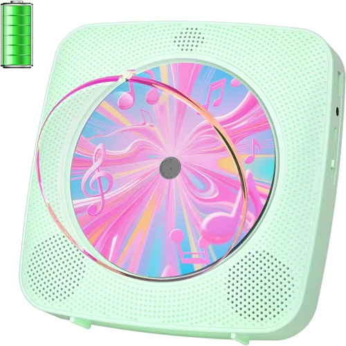 Miniatura 13 de Reproductor de CD portátil Bluetooth recargable: Reproductores de CD para el hogar con 1800mAh Kegaudio Reproductor de CD de escritorio de pared