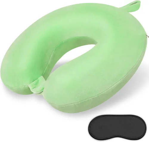 Miniatura 13 de Almohada de viaje de cuello en espuma viscoelástica de terciopelo naranja Gosider para avión, coche, tren