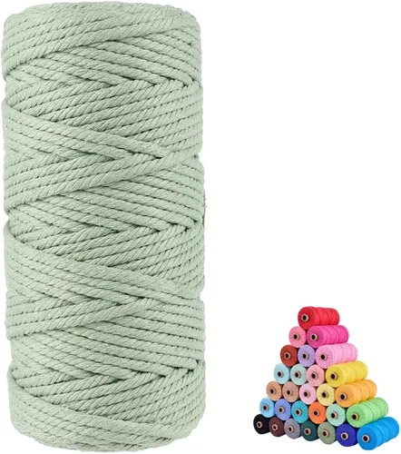 FLIPPED - Cordón de algodón para macramé 100 % natural, 3 mm x 109 yardas, cuerda de algodón de colores, cuerda para manualidades, tejer, colgar