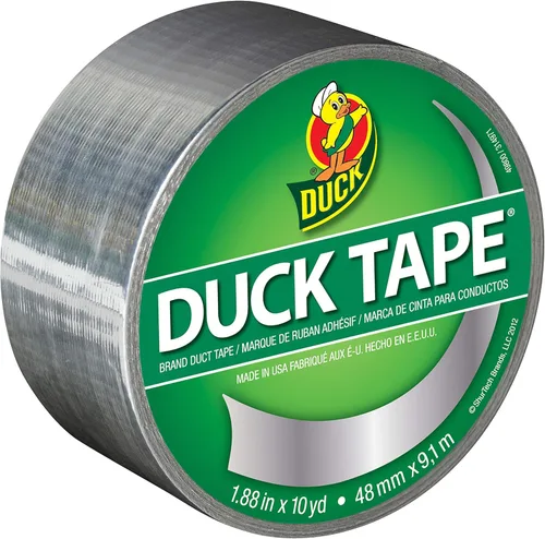 Duck Marca 280621 Cinta adhesiva de color metálico, cromada, 1.88 pulgadas x 10 yardas, rollo individual, 1.88 pulgadas x 10 yardas Cromado Metálico