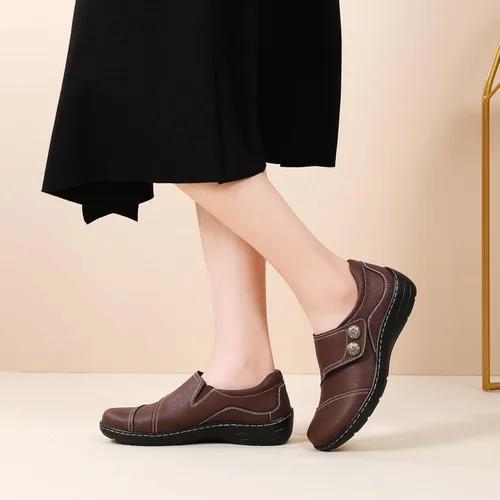 Miniatura 4 de Mocasines Penny y zapatos sin cordones para mujer, zapatos planos de cuero para conducir, cómodos zapatos de trabajo para caminar